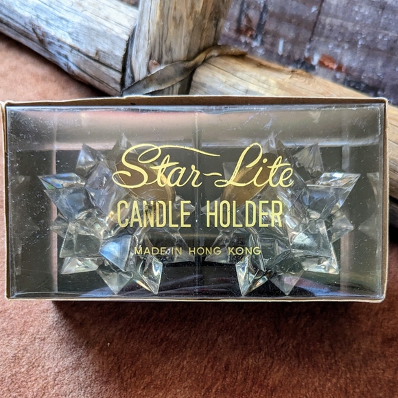 Vintage Starlite Acrylic Iridescent Star Candle Holders in Original Box - Picture 2 of 16